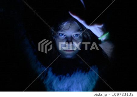 A girl with a very sad face is looking for a way out of a difficult situation she got into 109783135