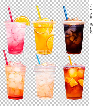 Various types of take-out soft drinks-2 109783142