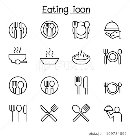 Eating icon set in thin line style Eating icon set in thin line style 109784093