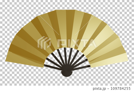 金色の扇子の3D素材 109784255