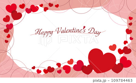 かわいいハートとラインサークルのバレンタインフレームバナー/赤 109784463