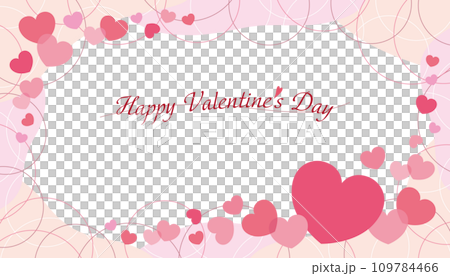 かわいいハートとラインサークルのバレンタインフレームバナー/ピンク 109784466