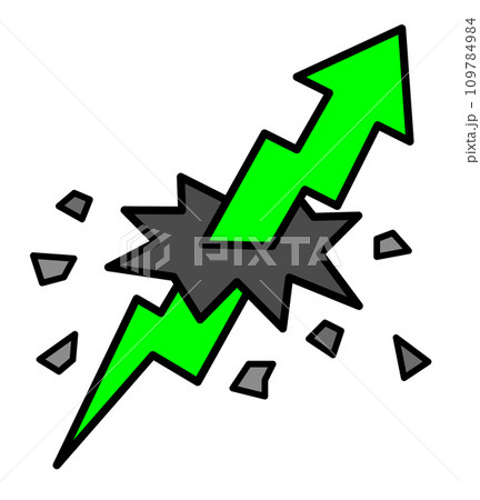 限界を突き破って上側に伸びる矢印のイラスト 109784984