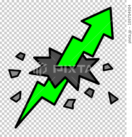 限界を突き破って上側に伸びる矢印のイラスト 109784984