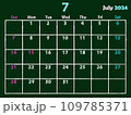 2024年7月黒板チョークカレンダー 109785371