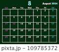 2024年8月黒板チョークカレンダー 109785372