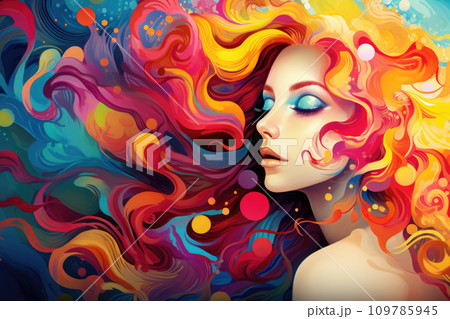 Woman with Bright Red Hair and Bright Blue Eyes. Generative AI Woman with Bright Red Hair and Bright Blue Eyes. Generative AI 109785945