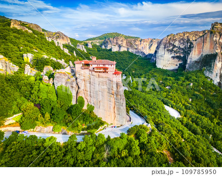 Meteora, Greece. Monastery of Roussanou, world Greek heritage. 109785950
