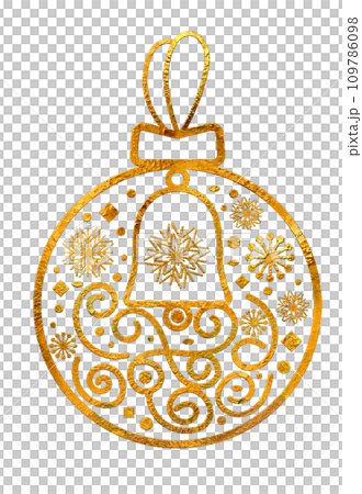 Digital Painting of gold Christmas Ball. 109786098