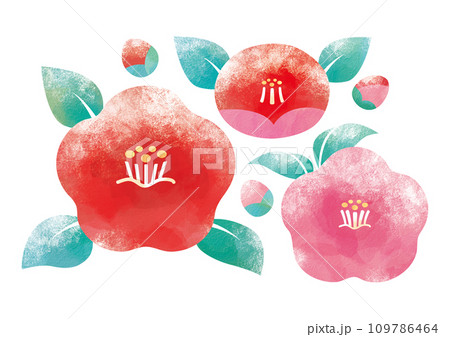 和紙に描いた雪の椿 109786464