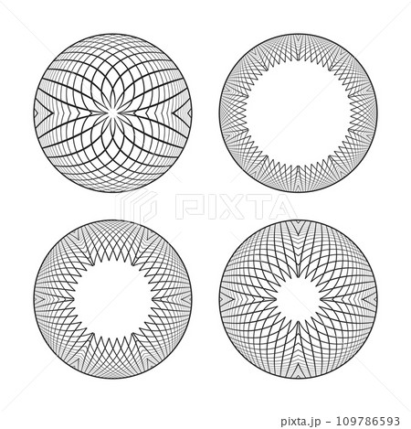 Set of Abstract Circle Spherical Design Elements. 3D Illusion Effect. Vector Art. 109786593