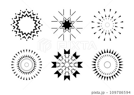 Design Elements Set. Abstract Decorative Radial Circle Patterns. Vector Art. Design Elements Set. Abstract Decorative Radial Circle Patterns. Vector Art. 109786594
