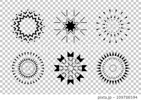 Design Elements Set. Abstract Decorative Radial Circle Patterns. Vector Art. Design Elements Set. Abstract Decorative Radial Circle Patterns. Vector Art. 109786594