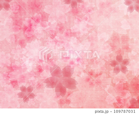 桜の花びらの和柄背景イラスト ピンクのグラデーション背景 109787031