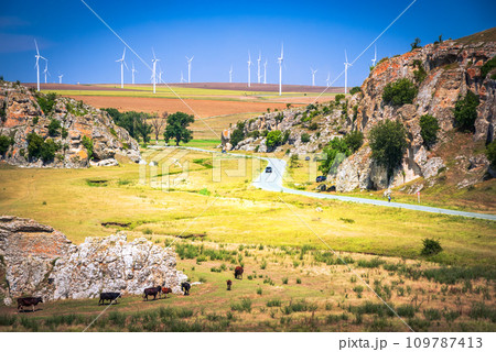 Dobruja Canyon, Romania. Summer landscape with beautiful natural reservation in Dobruja. Dobruja Canyon, Romania. Summer landscape with beautiful natural reservation in Dobruja. 109787413