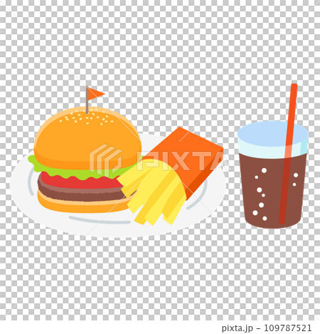 hamburger set on a plate 109787521