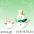 雪だるまの手描きイラスト、背景あり 109787620