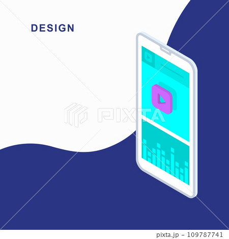 3d isometric flat mobile design. 3d flat play music. 109787741