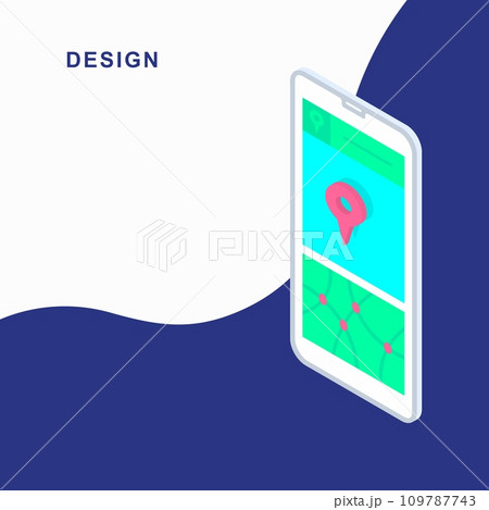 3d isometric flat mobile design. 3d flat location indicator. 109787743