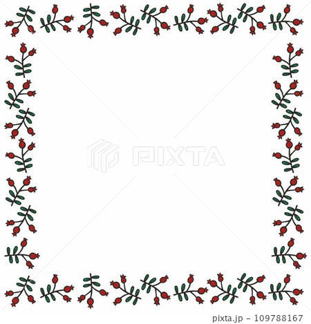Christmas square frame with holly berries. Empty space. 109788167