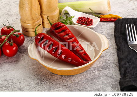 Grilled red spicy pepper snack Grilled red spicy pepper snack 109789229