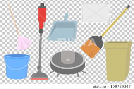 Illustration set of cleaning tools 109789347