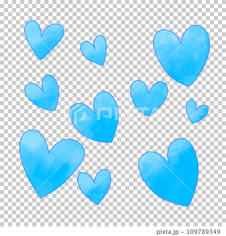 可愛的淺藍色心形 109789349