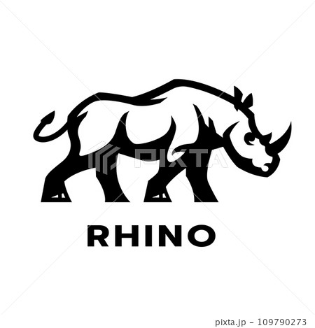 Rhino logo. Black and White style. 109790273