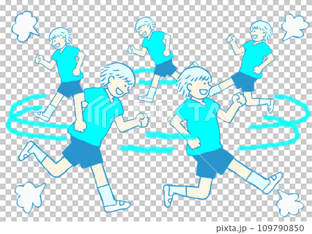 発達障害　多動のため走り回るADHDの小学生の男の子のイラスト　シンプル 109790850