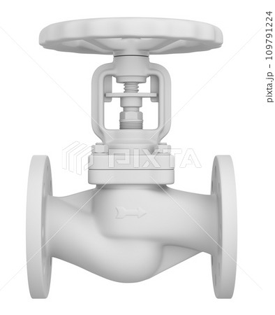 Clay render of industrial valve isolated on white background - 3D illustration 109791224