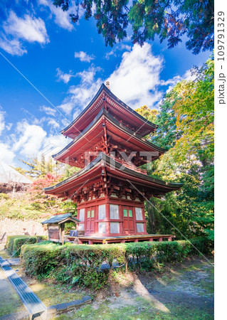 (静岡県袋井市)目の霊山、秋の油山寺・三重塔 (静岡県袋井市)目の霊山、秋の油山寺・三重塔 109791329