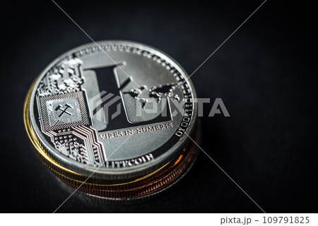 Litecoin coin on dark background 109791825
