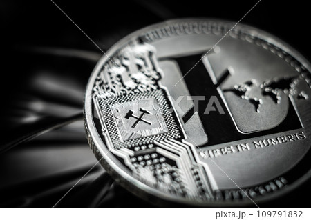 Litecoin coin on dark background 109791832