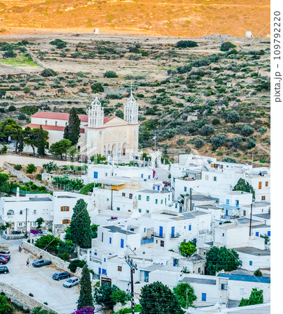 Whitewashed houses, Holy Trinity Monastery in Lefkes Whitewashed houses, Holy Trinity Monastery in Lefkes 109792220