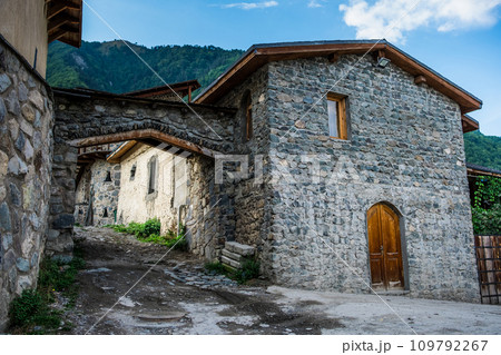 Typical old stone house in Mestia, Georgia Typical old stone house in Mestia, Georgia 109792267