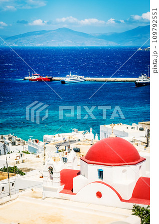 Amazing sunshine view of island Mykonos island 109792551