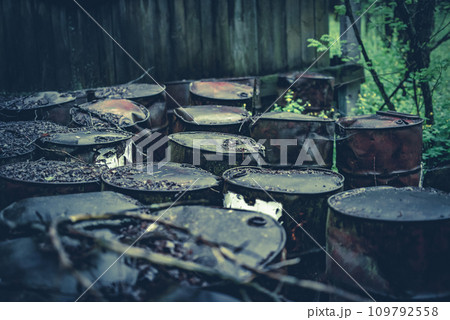 Barrels of chemicals in the Chernobyl exclusion zone Barrels of chemicals in the Chernobyl exclusion zone 109792558