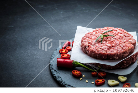 Raw cutlet for homemade burger Raw cutlet for homemade burger 109792646