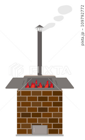 ごみを燃焼中の焼却炉のイラスト 109792772