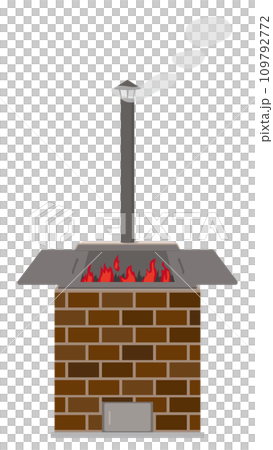 ごみを燃焼中の焼却炉のイラスト 109792772