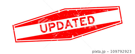Grunge red updated word hexagon rubber seal stamp on white background Grunge red updated word hexagon rubber seal stamp on white background 109792923