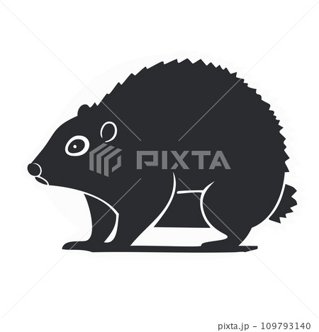 Groundhog. Illustration. A Groundhog (Marmota monax) under a holly bush. Selective focus on groundhog in the foreground. Groundhog Day. February 2. 2024. 109793140