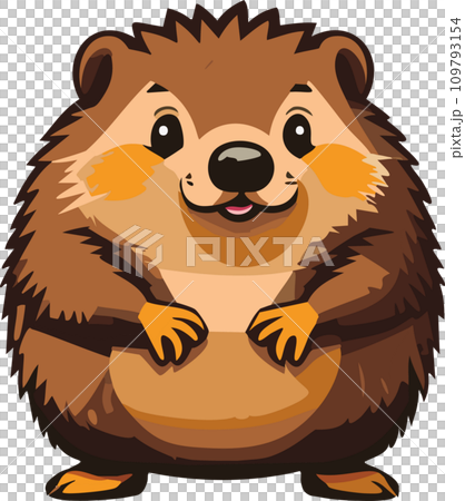 Groundhog. Illustration. A Groundhog (Marmota monax) under a holly bush. Selective focus on groundhog in the foreground. Groundhog Day. February 2. 2024. Groundhog. Illustration. A Groundhog (Marmota monax) under a holly bush. Selective focus on groundhog in the foreground. Groundhog Day. February 2. 2024. 109793154