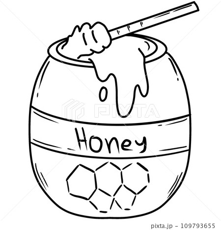 black line art of honey bee on a transparent background, coloring book art supply for kids black line art of honey bee on a transparent background, coloring book art supply for kids 109793655