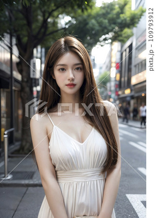 髪の綺麗な女性の屋外ポートレート（AI生成画像） 109793912