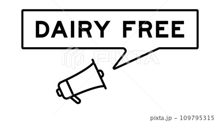 Megaphone icon with speech bubble in word dairy free on white background 109795315