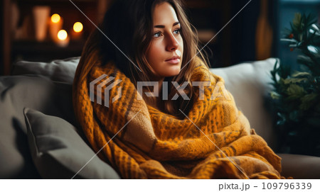 Winter Warmth at Home: Mug and Blanket - Generative AI 109796339