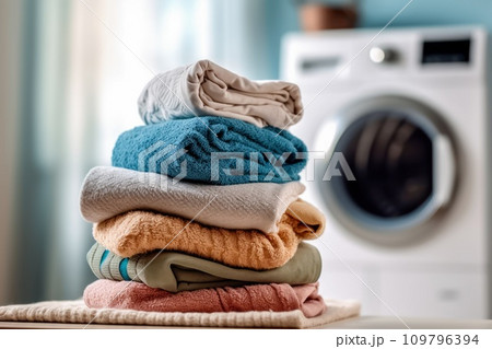 Clothing Care Bliss: Clean and Dirty Clothes by the Washing Machine Clothing Care Bliss: Clean and Dirty Clothes by the Washing Machine 109796394