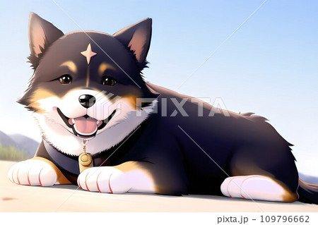 AI-generated content. Happy comic dog in anime manga style. Lovely mascot pet and adorable friend. Joyful cartoon illustration 109796662