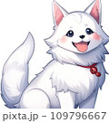 AI-generated content. Joyful comic dog in japanese anime manga style. Lovely mascot pet and adorable friend. Happy cartoon illustration. Isolated white background. Generative AI 109796667